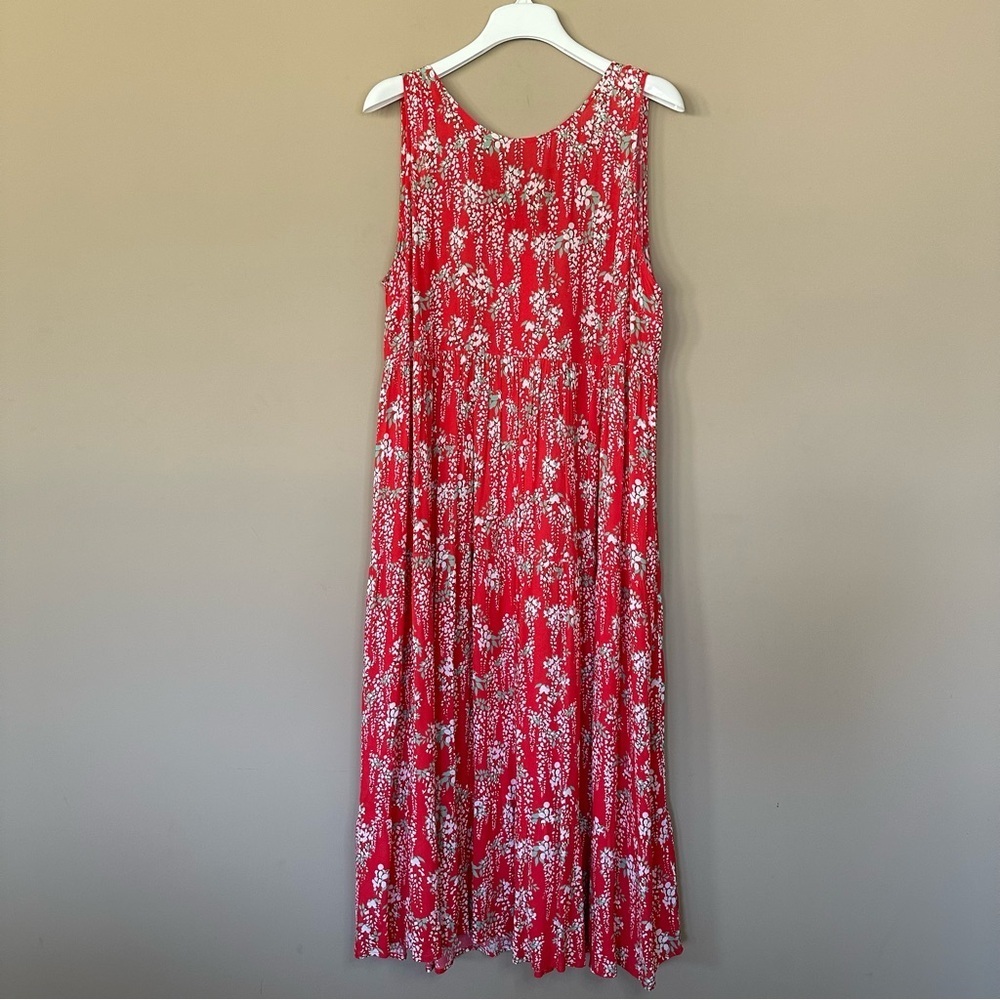 Tyler Boe Floral Tiered Maxi Dress Sleeveless Women L Pink Red Cottagecore Flowy